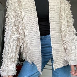 Storia Fuzzy Tan Cardigan Small NWT